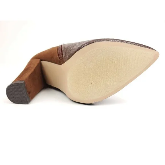 JUSTFAB Remi Brown Combo Side Zipper Platform Heel Bootie Boots Size 5.5 - Picture 7 of 9